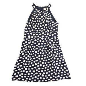 Ann Taylor Loft Midi Sundress‎ Size Medium Navy & Blue Polka Dot Lined Y2K